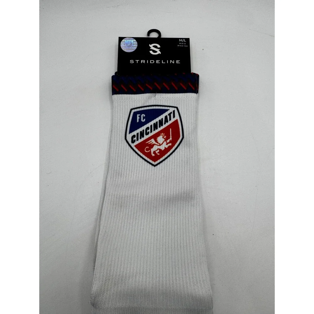 Strideline Mens M/L White FC Cincinnati Premium Full Sub Kit Wear 2024 Socks New